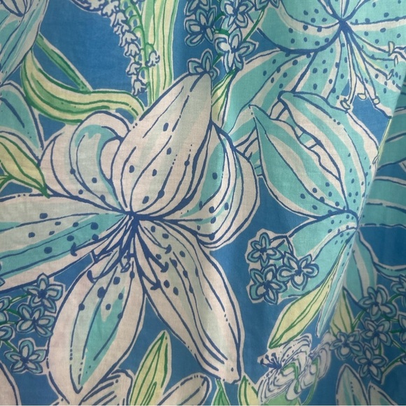 Lilly Pulitzer Dress Lace Babydoll Blue Cotton Medium Nightgown Fairy Floral - Picture 8 of 11